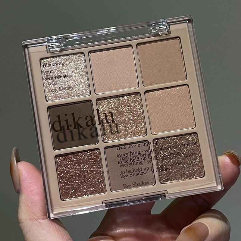 9 Colors Nude Matte Palette Shimmer and Shine Eyeshadow Palette Matte Glitter Eyeshadow Palette Shiny Eye Shadow Eye Pigments