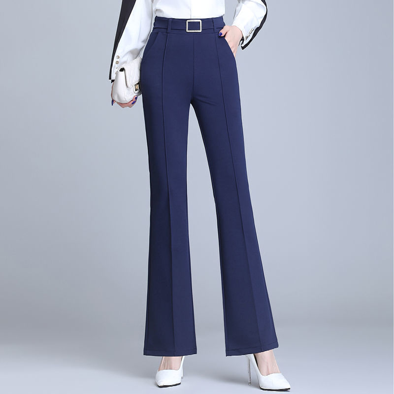 Office Lady Elegant Fashion Flare Pants Spring Autumn Diamonds High Waist All-match Solid Women Casual Straight Trousers 2022
