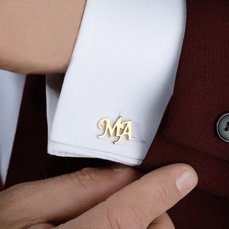Personalized Custom Name Initials Letter Luxury Stainless Steel Cufflinks for Mens Boyfriend Suit Shirt Button Christmas Gifts